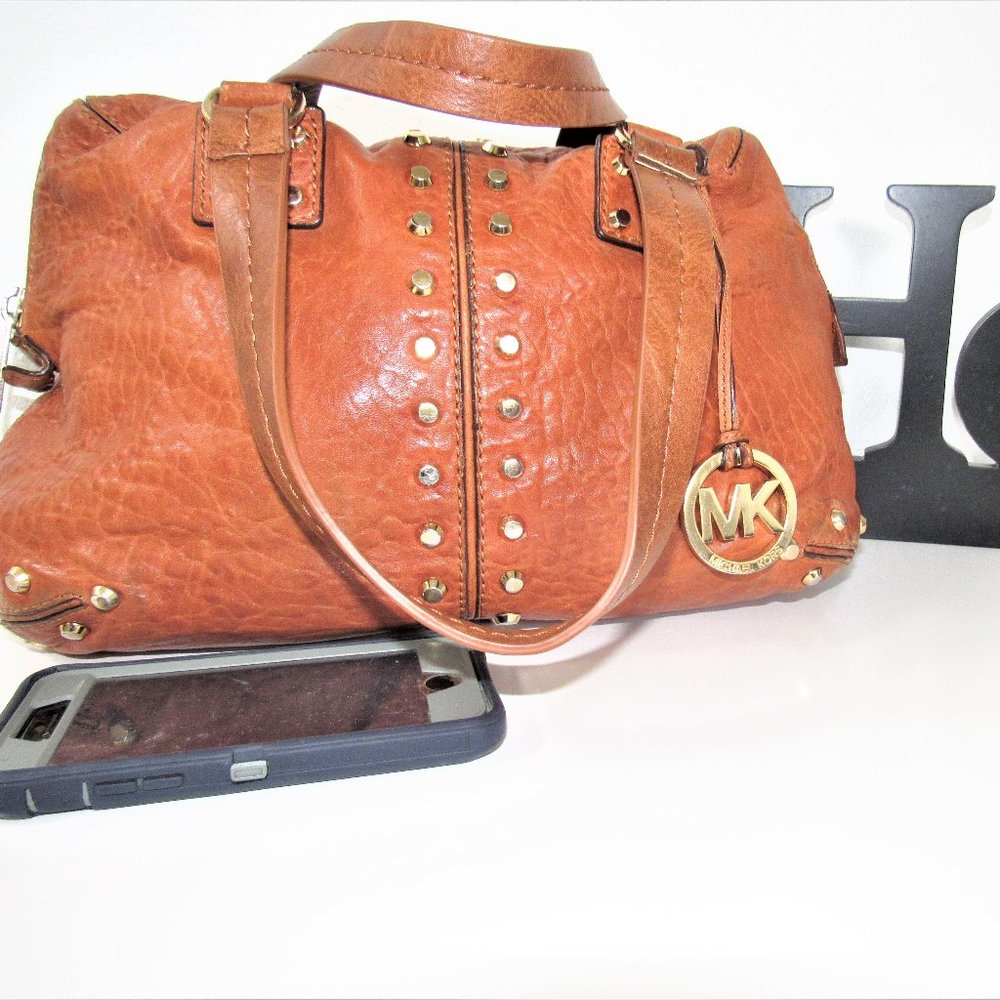 Women's Michael Kors Cognac Brown Leather Satchel Handbag